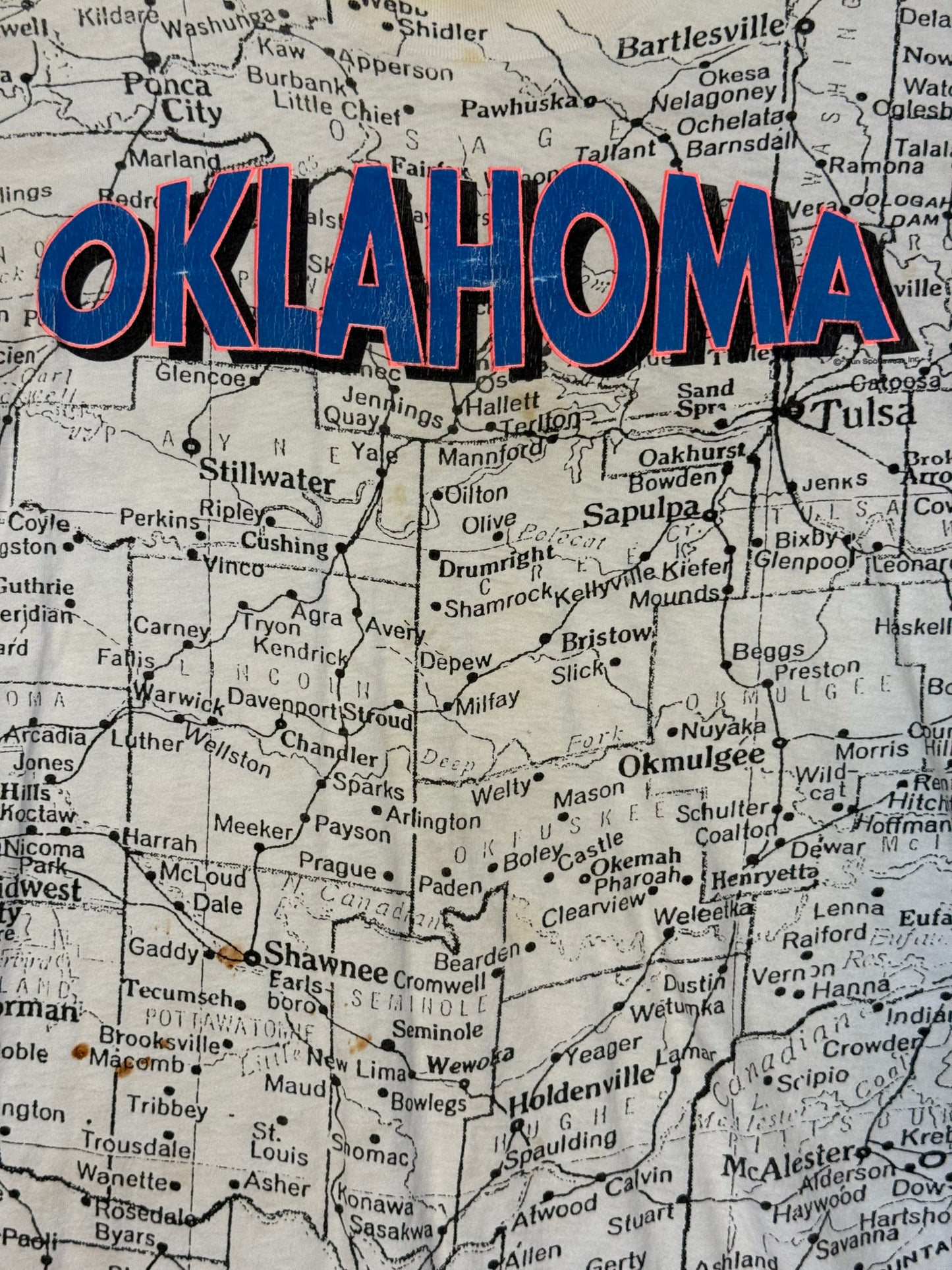 Vintage Oklahoma All Over Print Map Tee