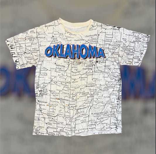 Vintage Oklahoma All Over Print Map Tee