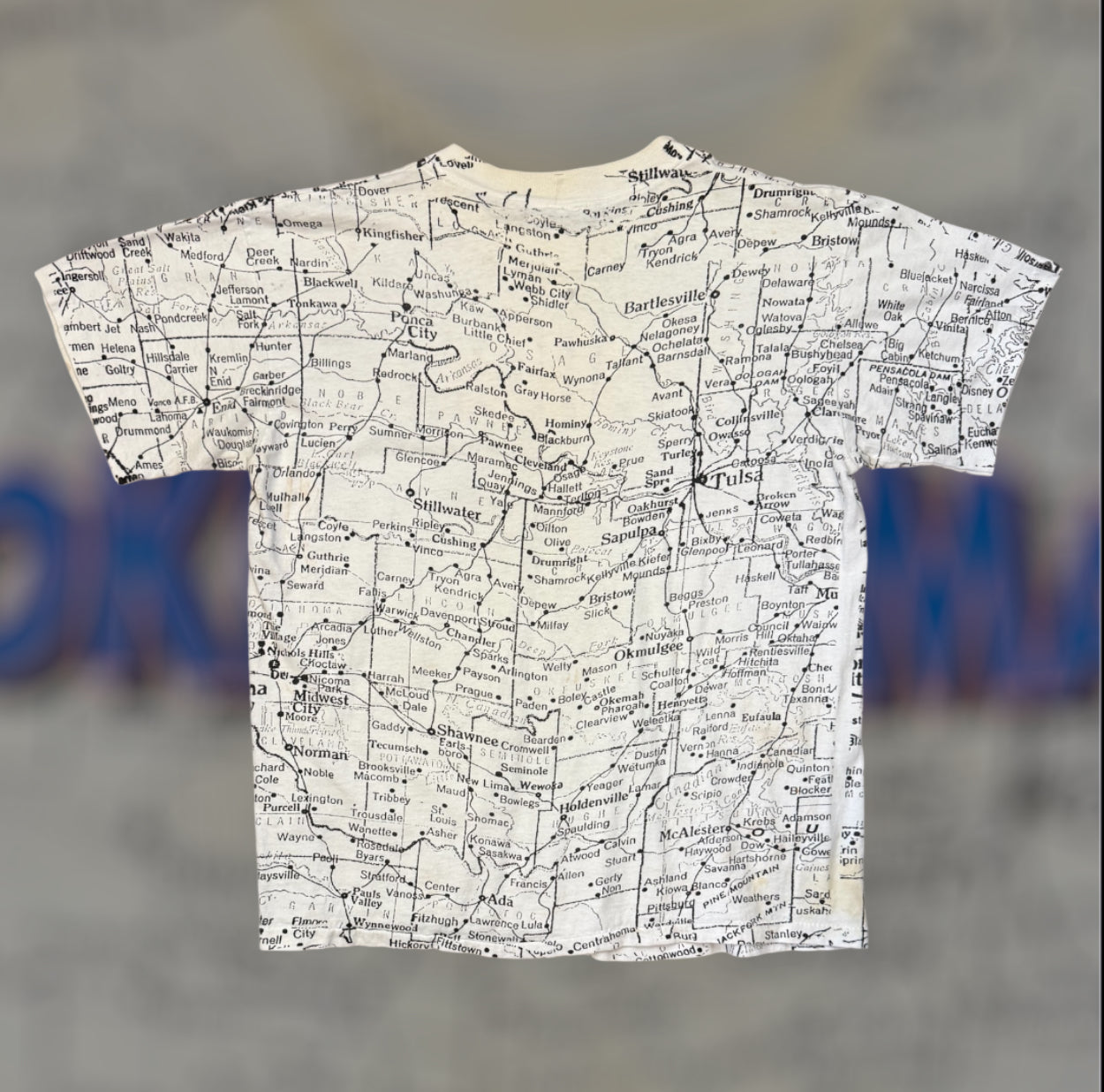 Vintage Oklahoma All Over Print Map Tee